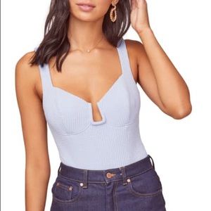Astr the Label blue ribbed bodysuit